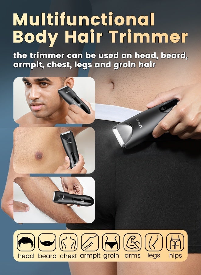 ENSSU Body Hair Trimmer for Men - Waterproof Meridian Groomer with LED Light, Ceramic Blades & 60min Runtime for Balls, Chest, Pubic Hair - Image 5